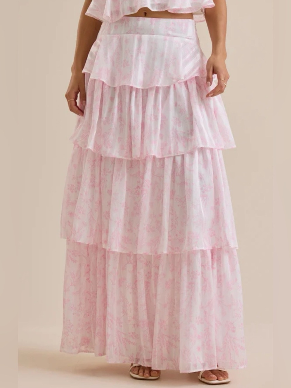 Altar'd State Pink Tiered Maxi Skirt - Picture 3 of 6